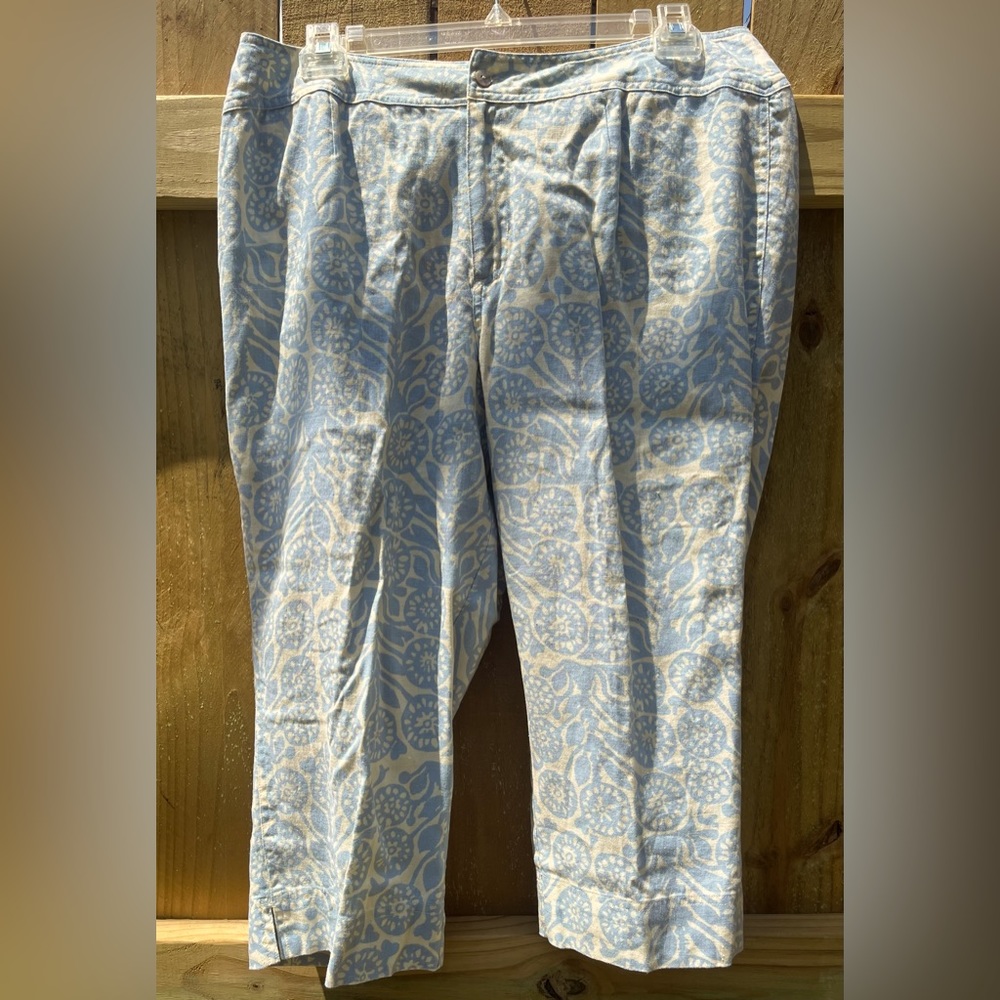 NWT - SO blue Sigrid Olsen cream Capri pants